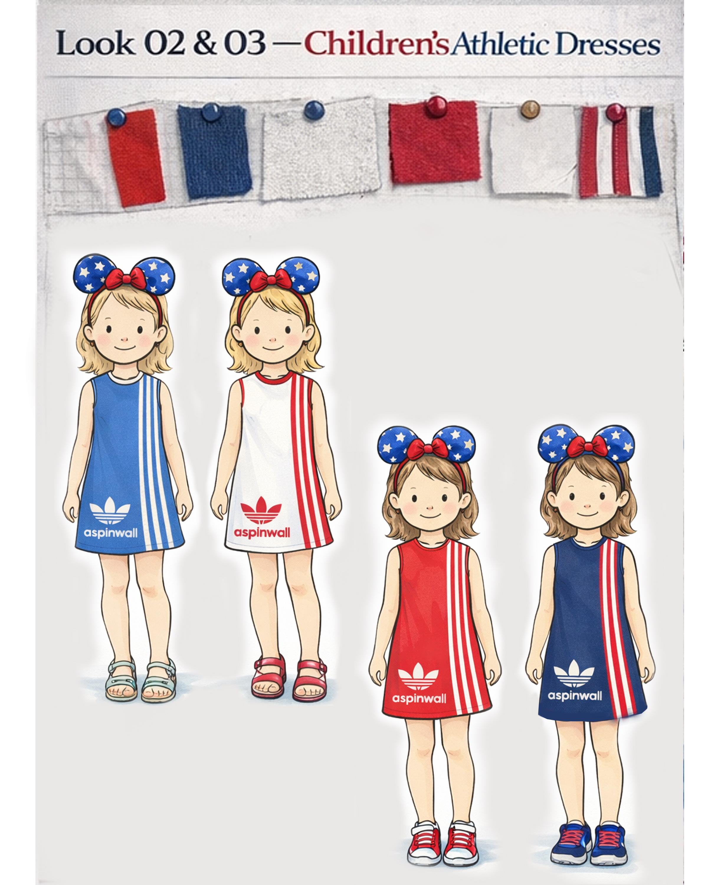 Children's athletic dress sketches