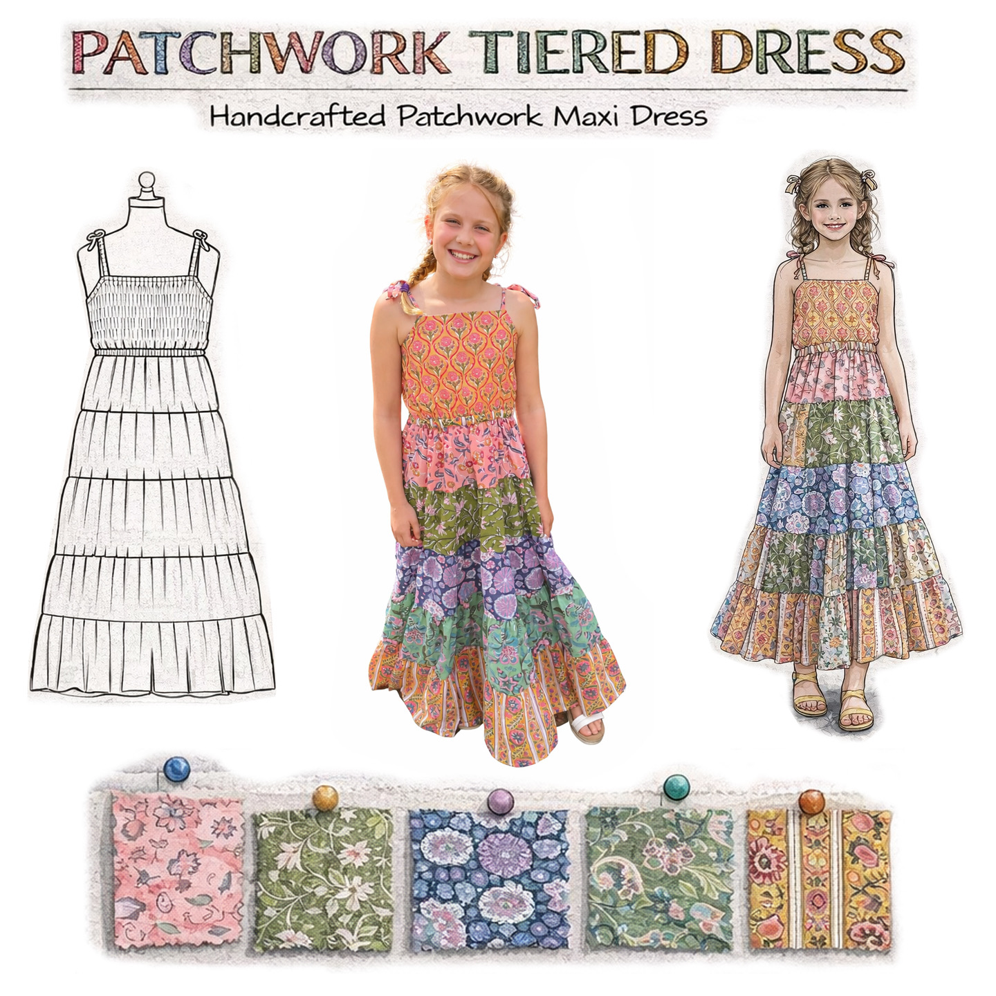 Patchwork Tiered Dress